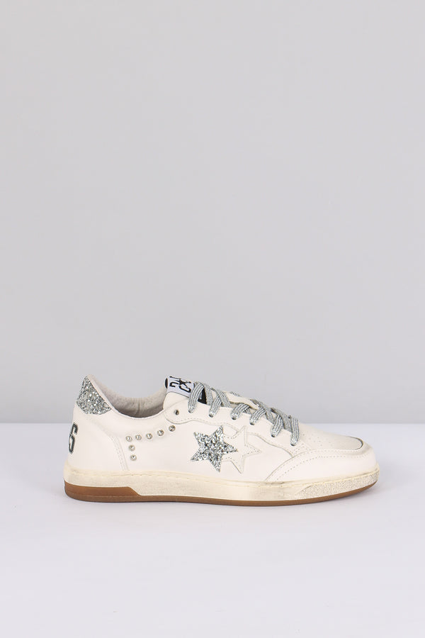 Sneakers Week Glitter Borchie Bianco/argento