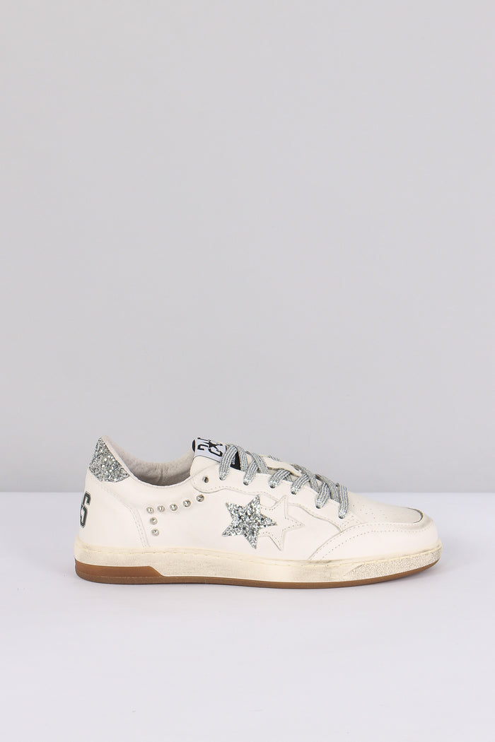 Sneakers Week Glitter Borchie Bianco/argento