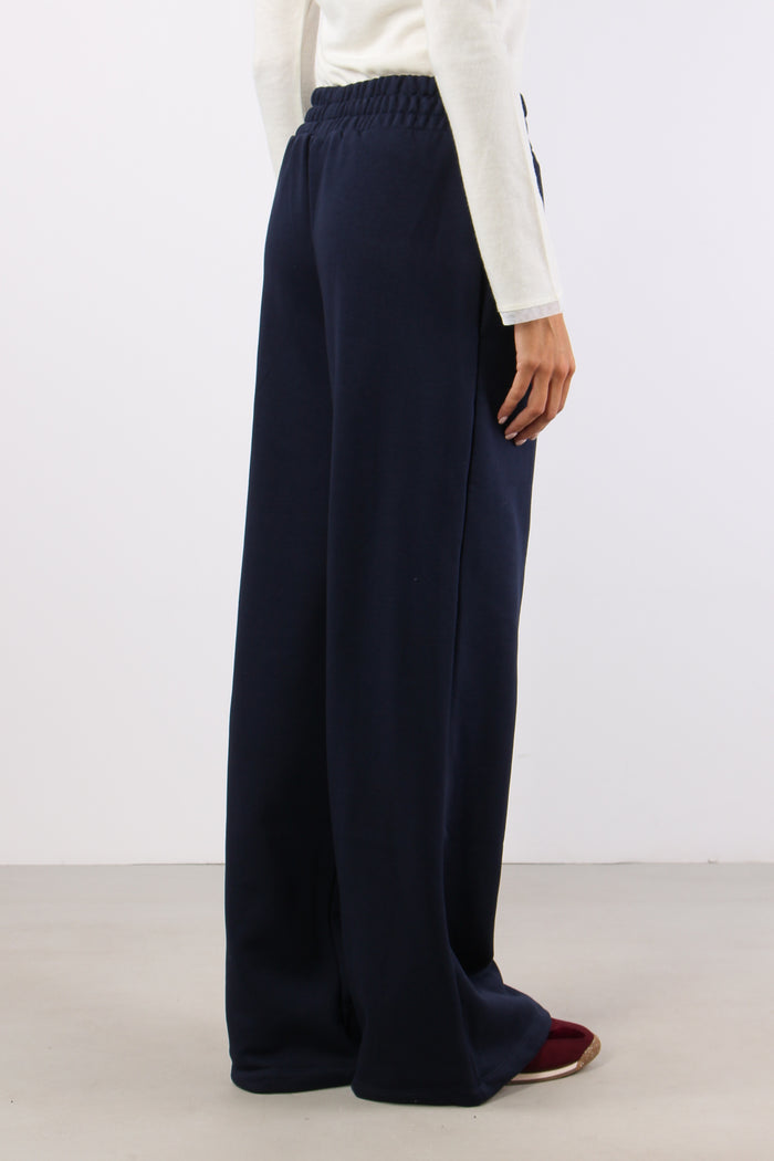 Pantalone Felpa Ricamo Logo Blu Notte-5
