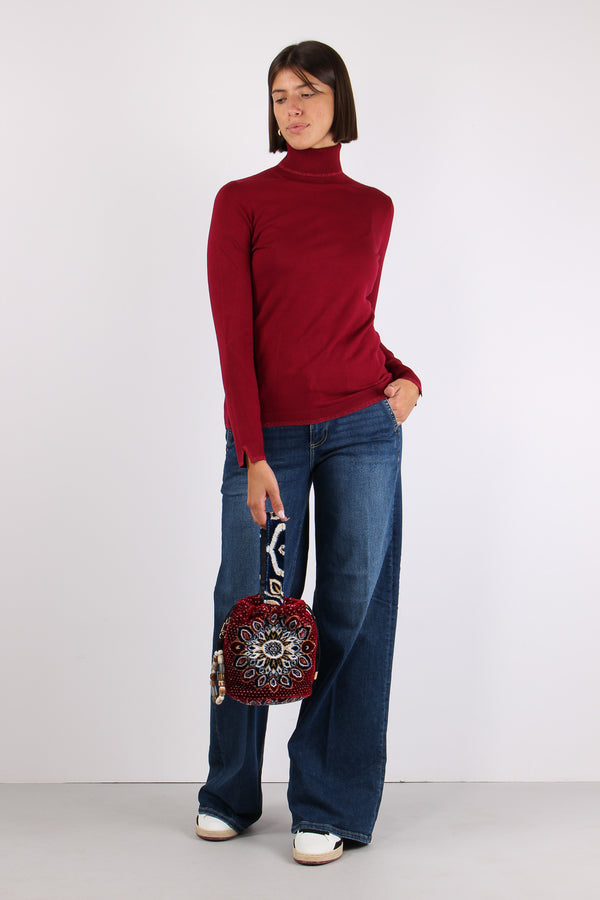 Collo Alto Viscosa Lurex Scarlet-2