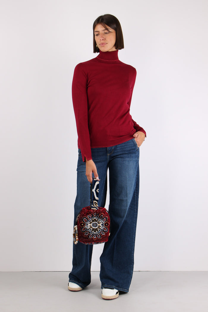 Collo Alto Viscosa Lurex Scarlet-2