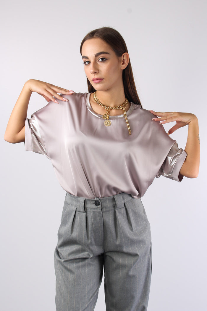 Blusa Mezza Manica Inserto Lam Perla