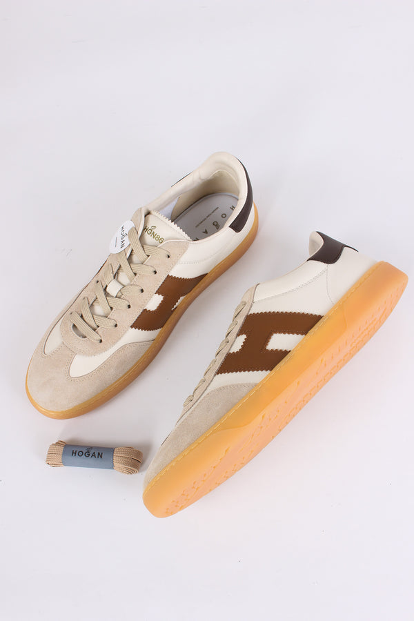 Sneaker Inserto Camoscio Beige/avorio-2