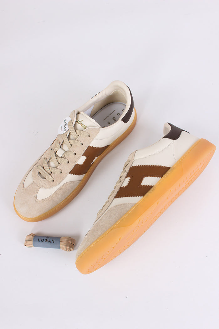 Sneaker Inserto Camoscio Beige/avorio-2