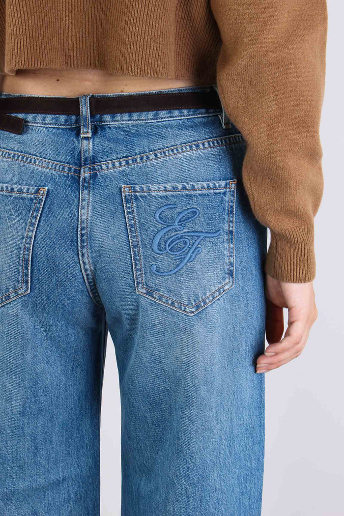 Denim Palazzo Cintura Blu Vintage-10