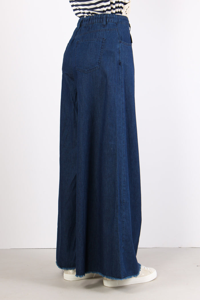 Pantalone Palazzo 5 Tasche Cha Denim-7