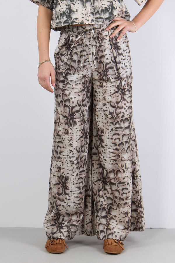 Gussola Pantalone Palazzo Snake Beige/nero-2