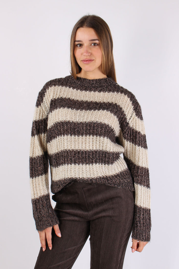 Maglia Riga Paillettes Panna/moro-3