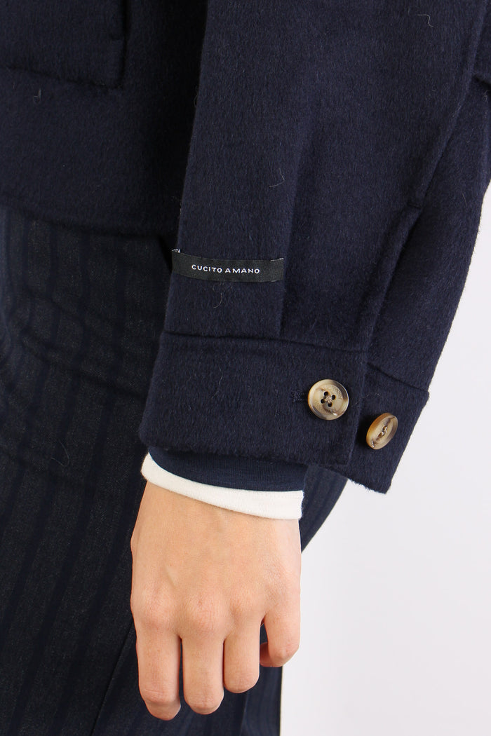 Giaccone Corto Tasche Blu-8