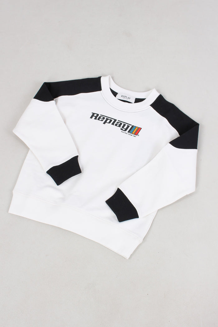 Felpa Girocollo Bianco/nero-3