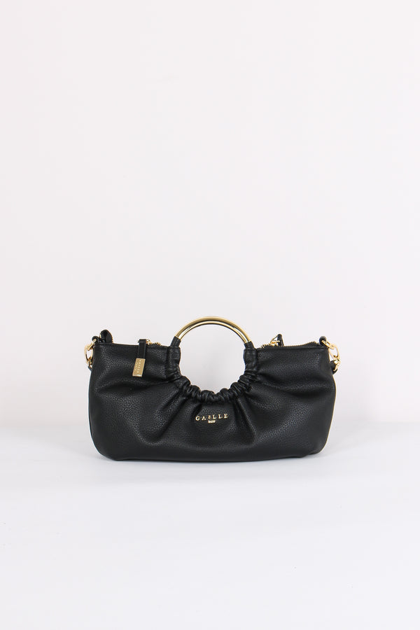Borsa Arriccio Manico Anello Nero