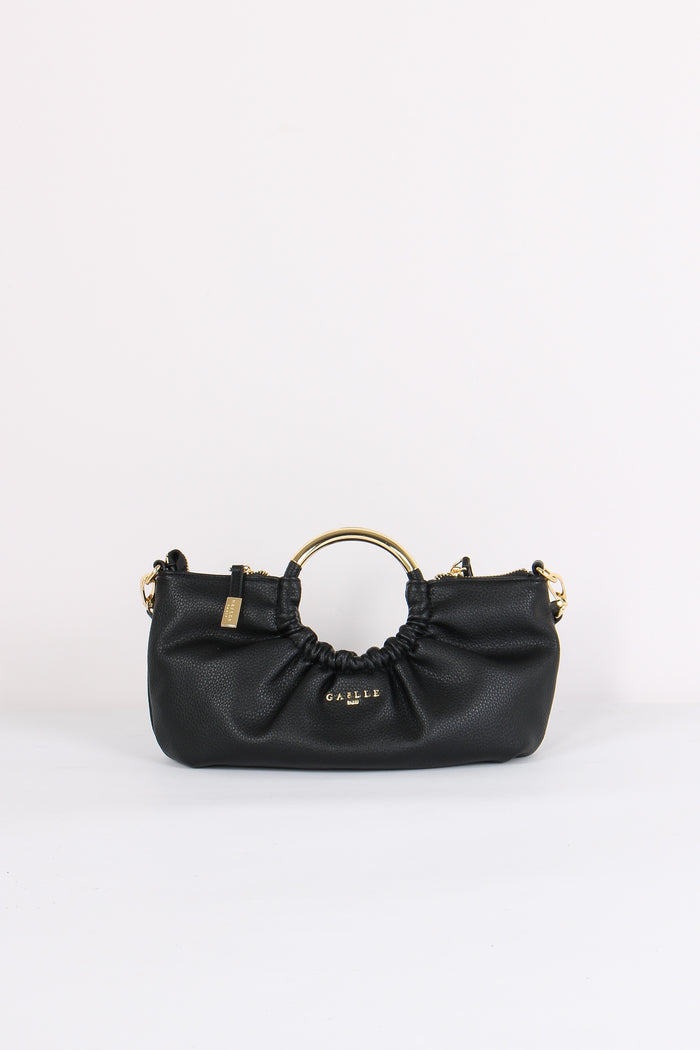 Borsa Arriccio Manico Anello Nero
