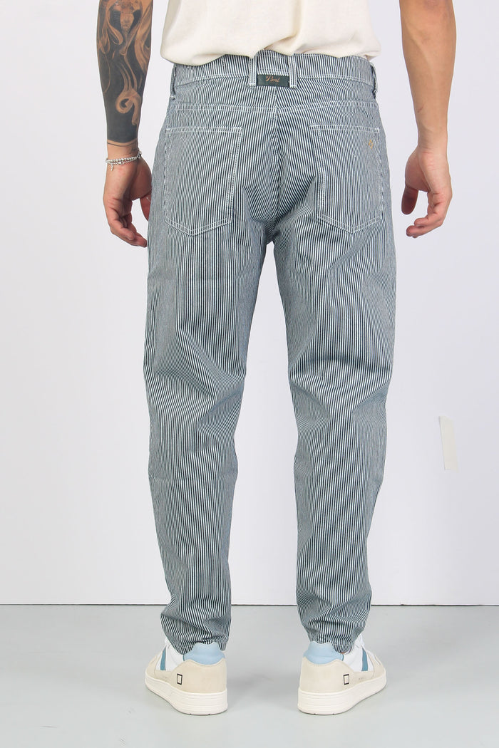 Pantalone Cropped Righe Blu/grigio-4