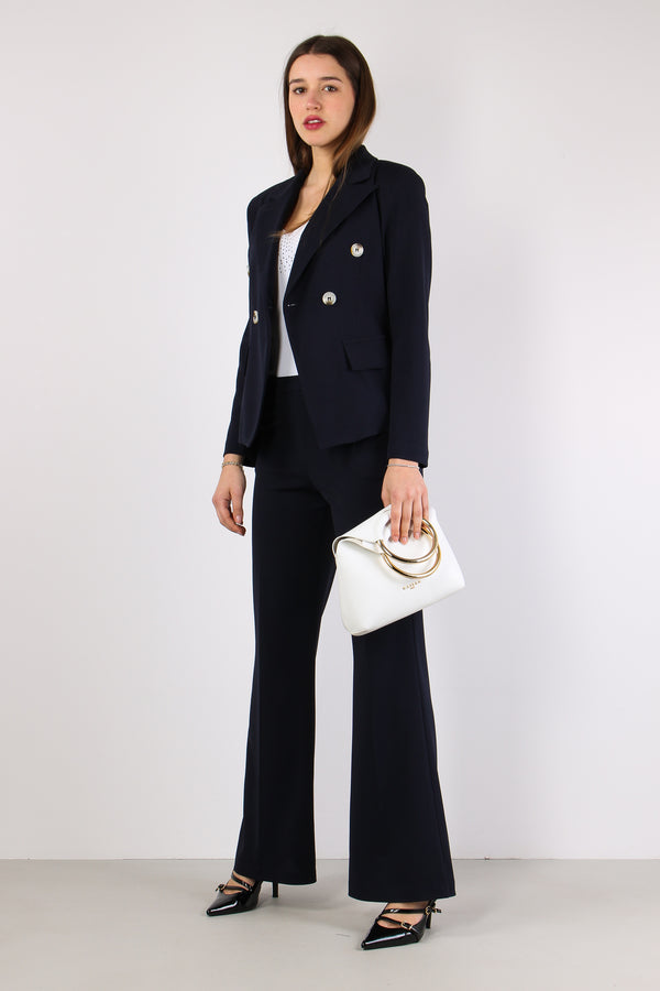 Pantalone Zampa Scuba Crepe Blu