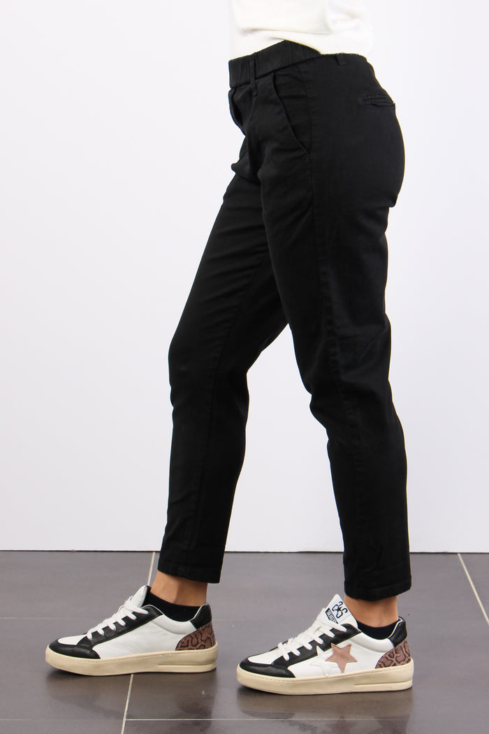 Pantalone Gabardina Elastico Nero-5