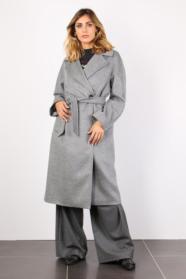 Resina Cappotto Lungo Cintur Grigio Chiaro