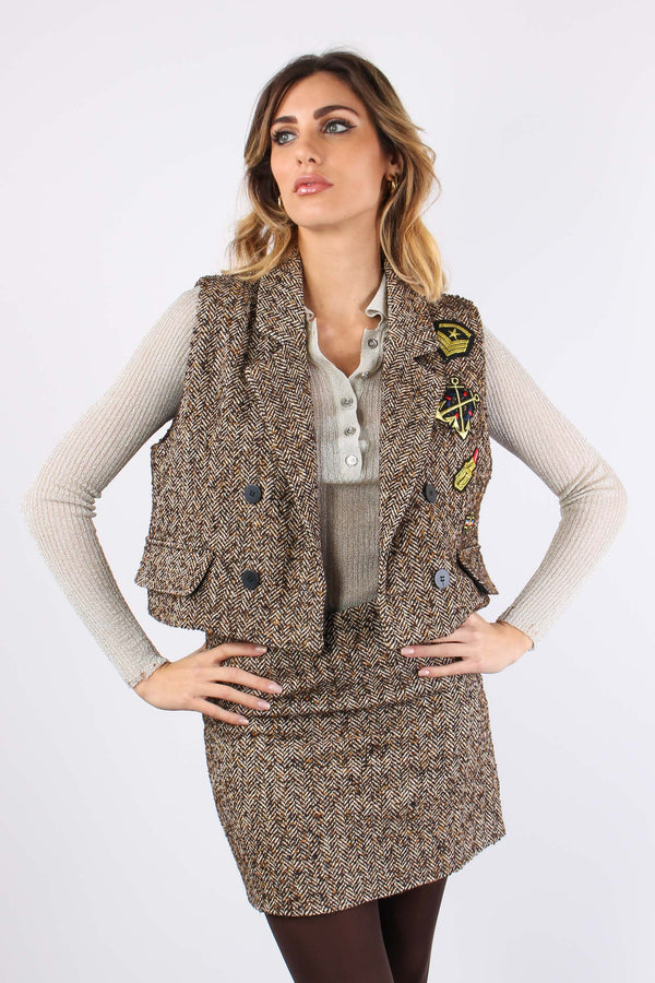 Gilet Spigato Patch Moro/ocra-2