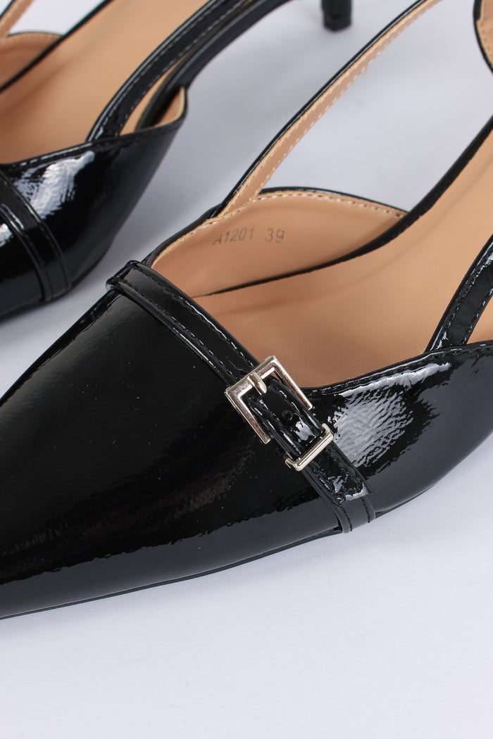 Chanel Tacco Basso Fibbia Nero-7