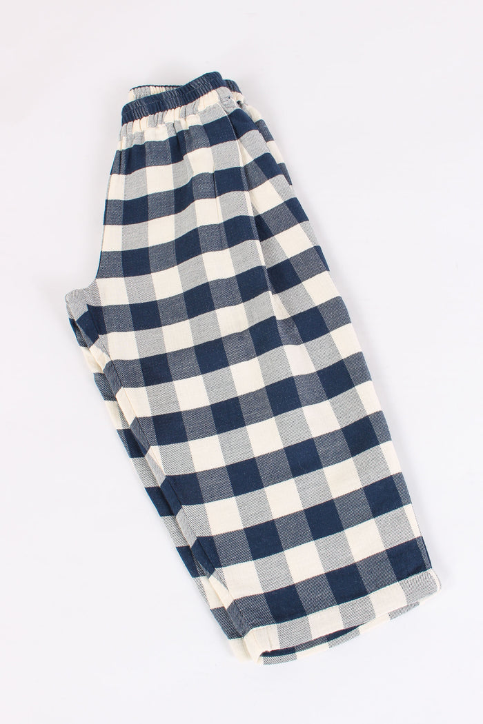 Pantalone Ampio Quadro Navy/ivory-4