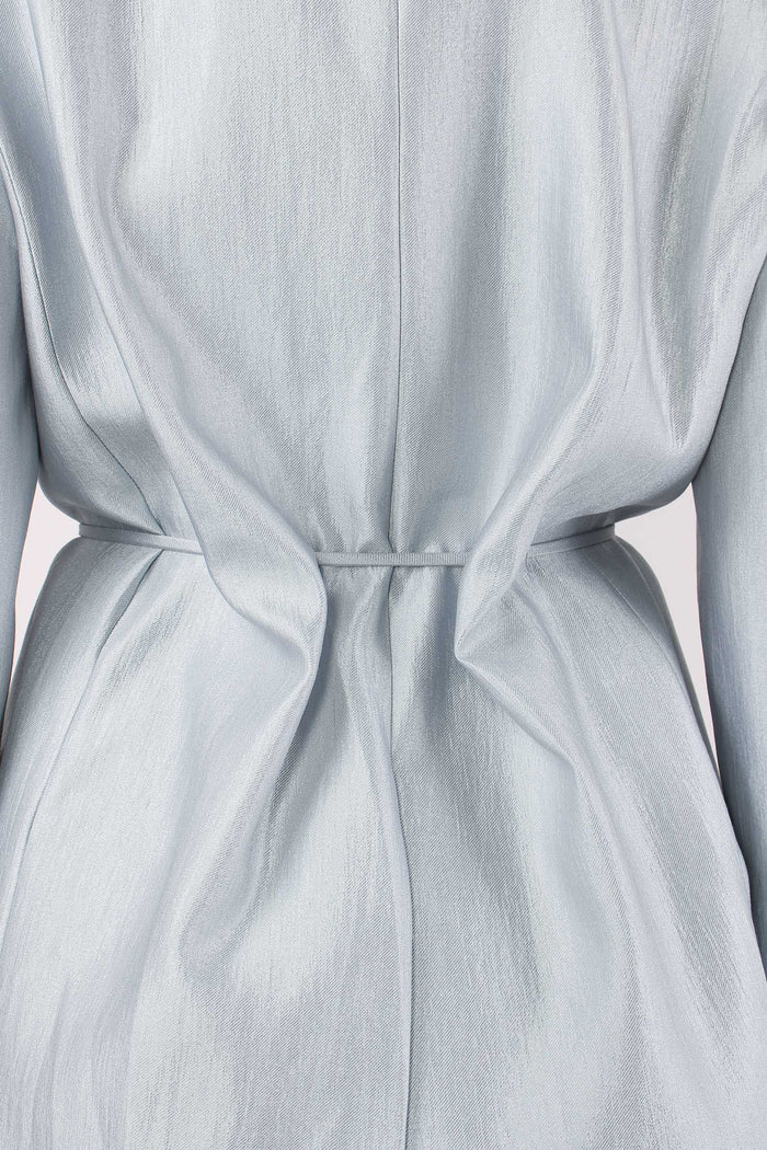 Giacca Cinturata Cangiante Celeste-10