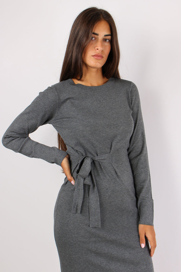 Caritea Abito Maglia Fiocco La Grigio-7