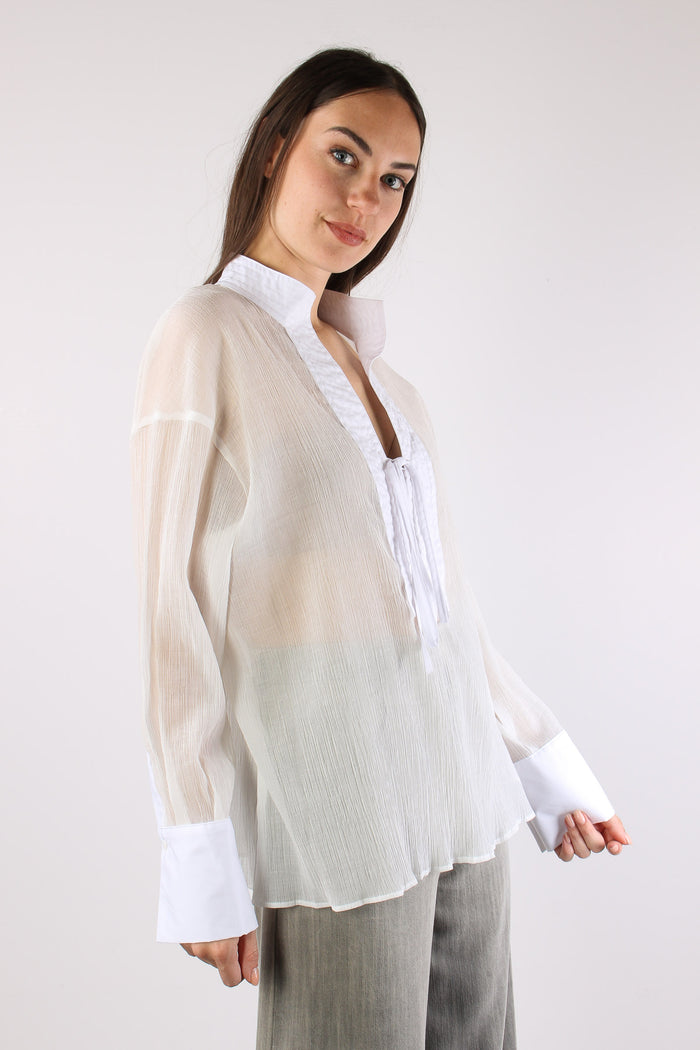 Camicia Chiusura Fiocco White-7