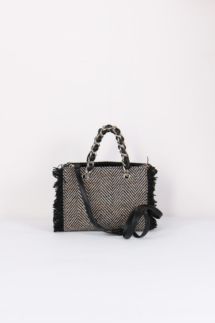 Mini Shopping Tweed Frange Tweed Black-3