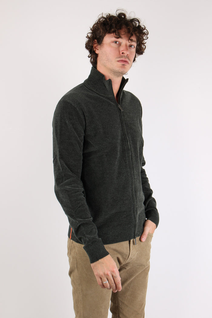 Maglia Zip Velluto Forest Green-6