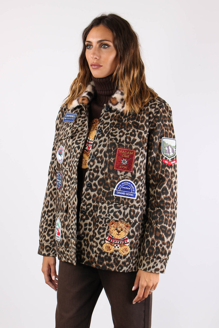 Giubbotto Ecopelliccia Patch Leopard-3