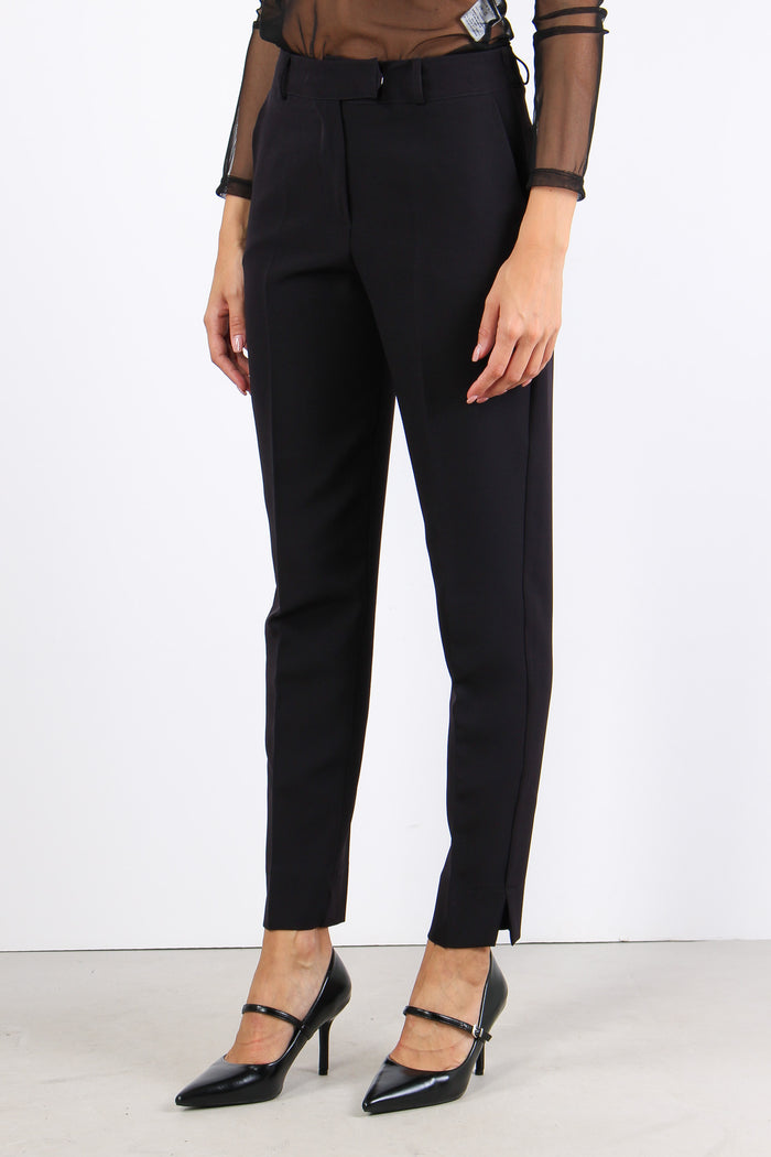 Pantalone Sigaretta Tessuto Fl Nero-3