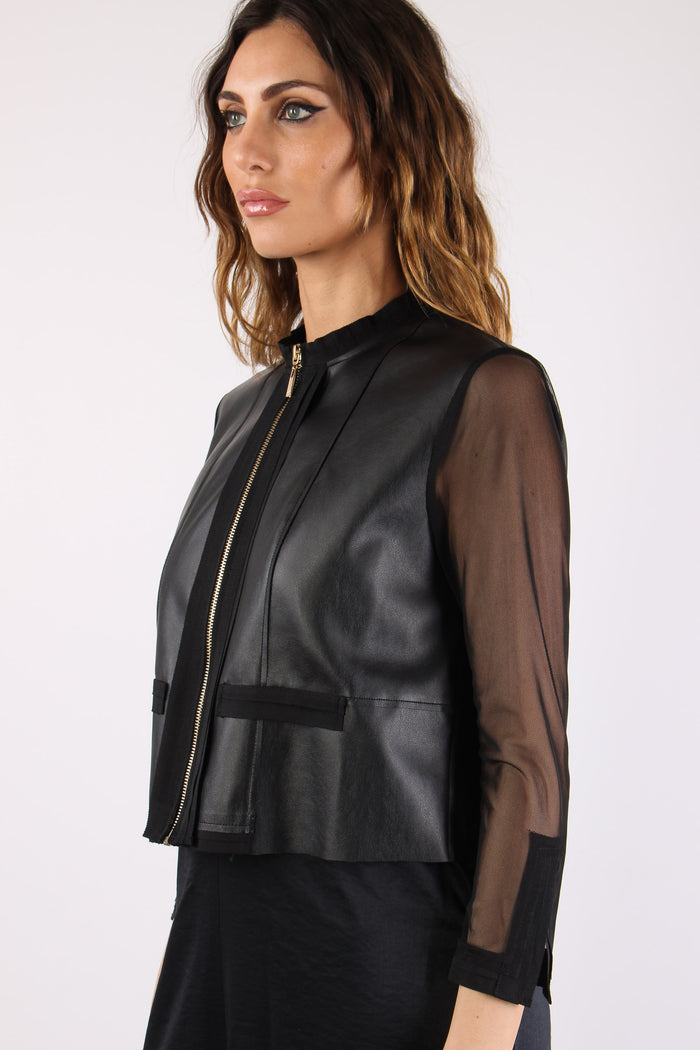Alfio Giacca Ecopelle Tulle Black-8