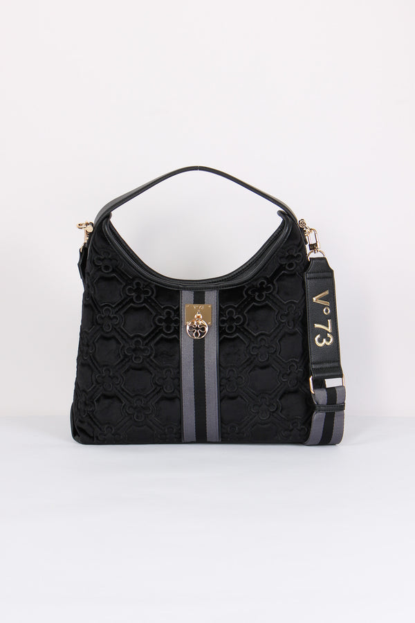 Cate Hobo Velluto Jacquard Nero/grigio