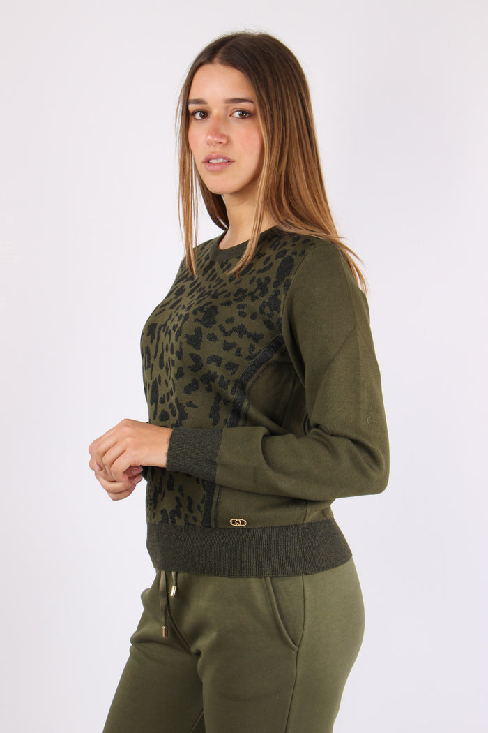 Maglia Inserto Macula Lurex Olive/nero-3
