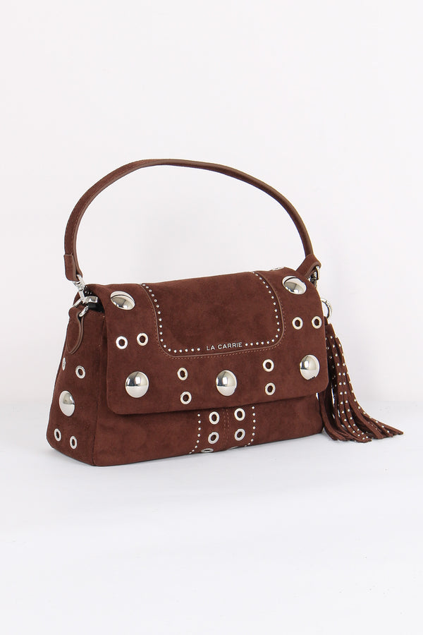 Tracolla Camoscio Maxi Borchie Brown-2