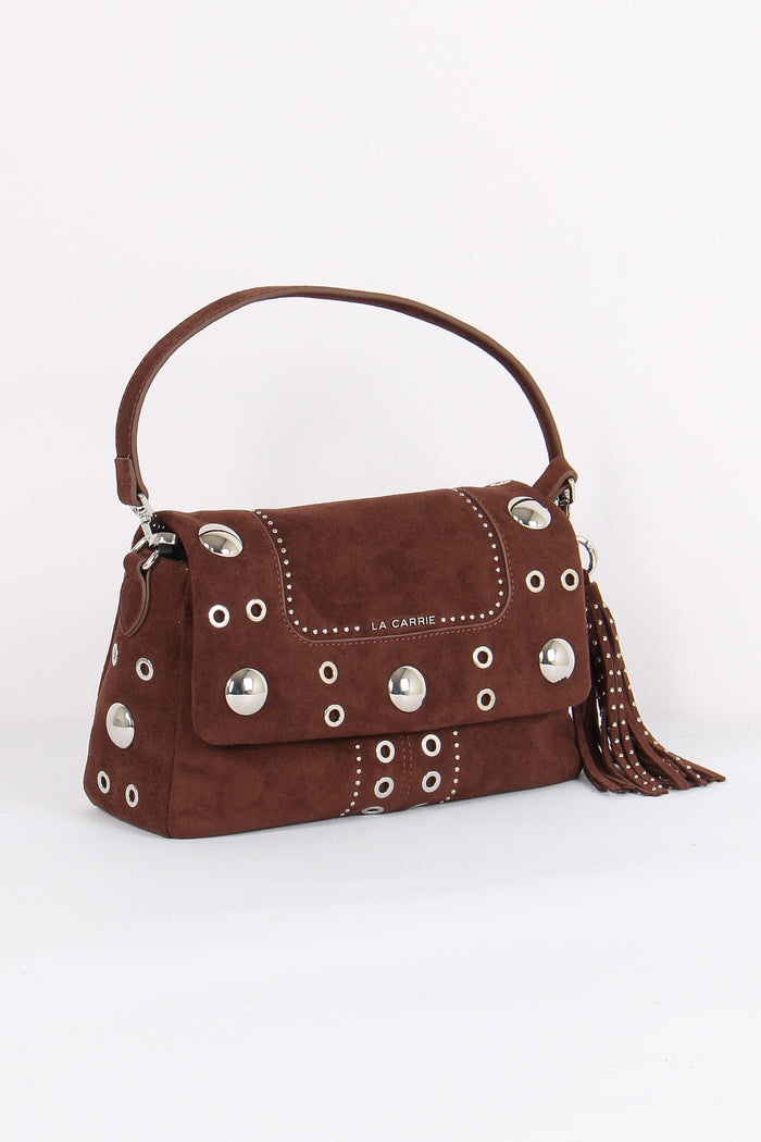 Tracolla Camoscio Maxi Borchie Brown-2