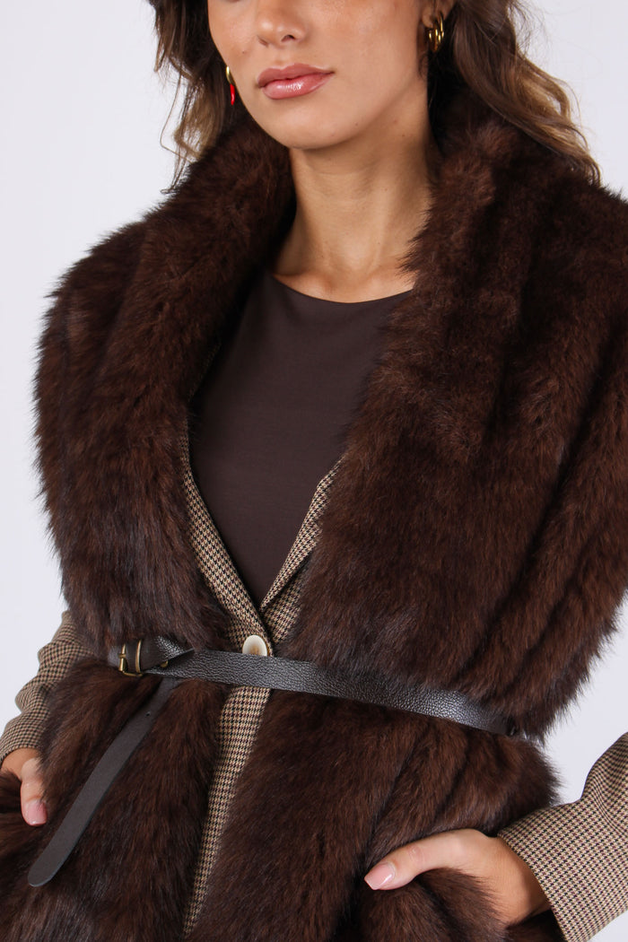 Gilet Ecopelliccia Cintura Moro-7