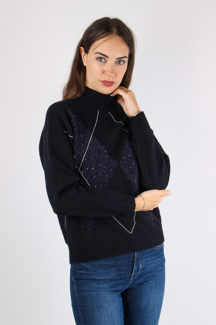 Maglia Collo Alto Rombi Blu-2