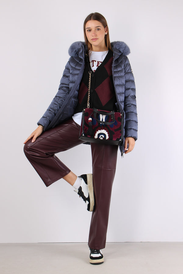 Cardigan Viscosa Rombi Vino/nero