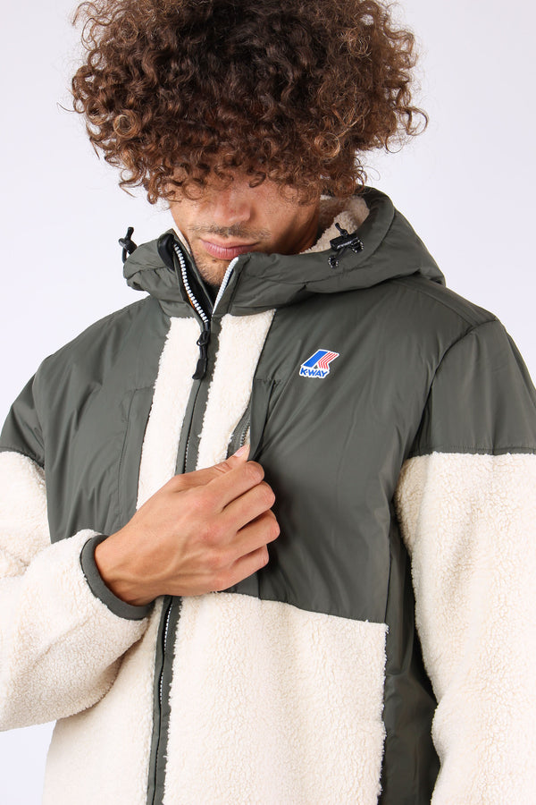 Giubbotto Inserto Teddy Green/ecru-2