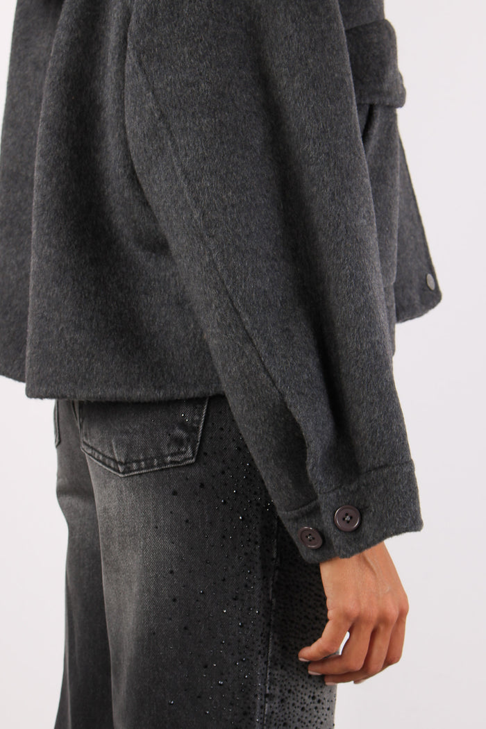 Lovelysa Cappotto Corto Tasconi Grigio Melange-6