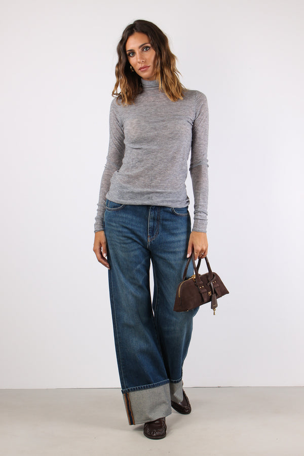 Moss Maglia Lana Paillettes Grigio Pioggerella