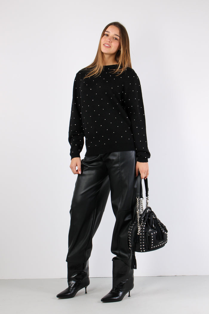 Maglia Inserto Strass Black-5