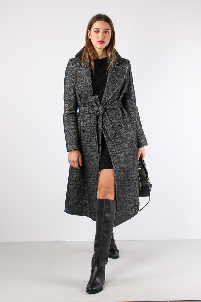 Cappotto Resca Spacchi Nero/panna-5