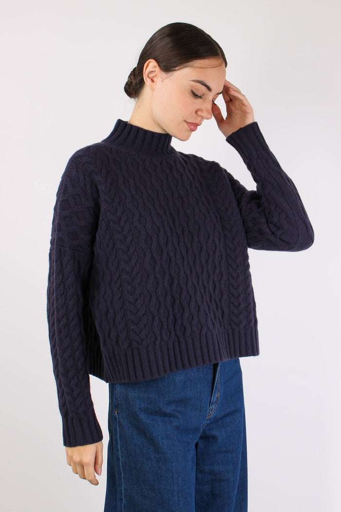 Yard Maglia Over Trecce Blu-4