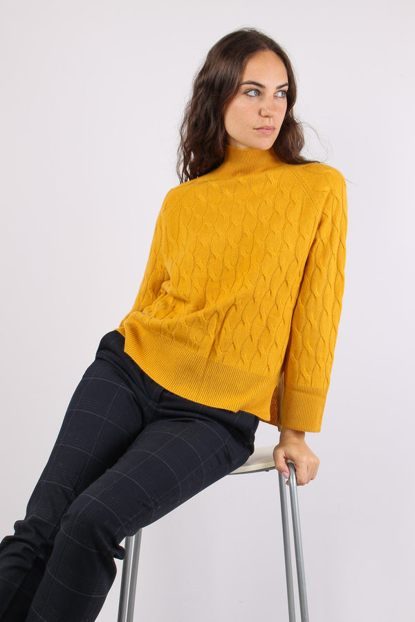 Mlsgattoni Maglia Collo Alto Trecce Oro-2