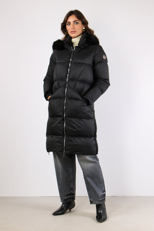 Piumino Lungo Ecopelliccia Nero