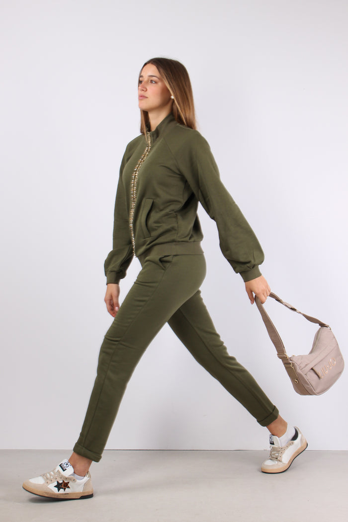 Felpa Zip Castone Olive Night-6