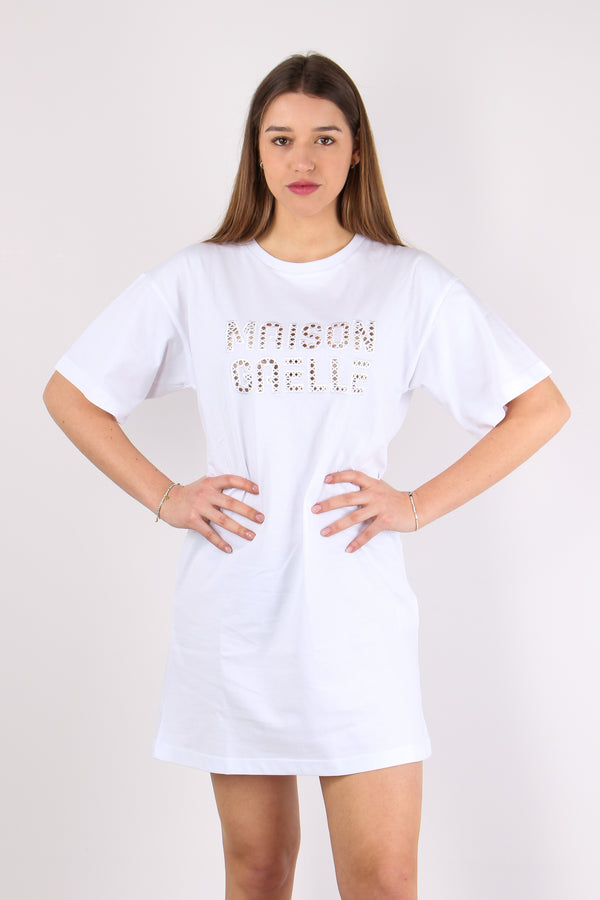 Maxi T-shirt Ricamo Maison Gae Bianco