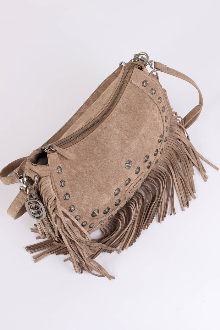 Mezzaluna Suede Frange Taupe-7