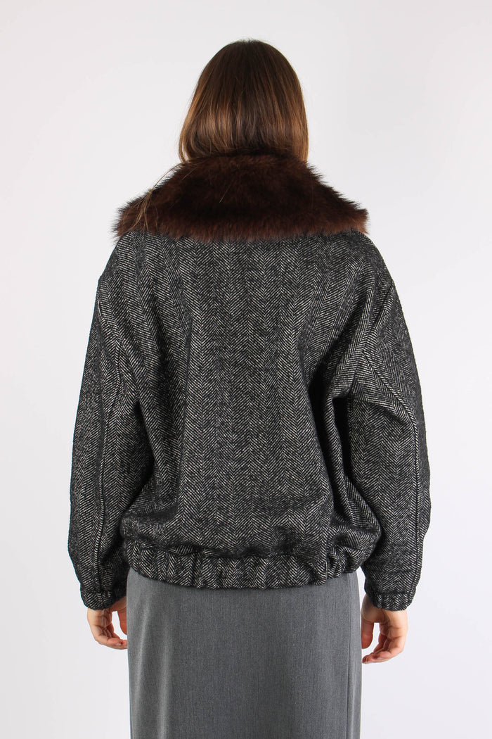 Bomber Resca Ecopelliccia Nero-6